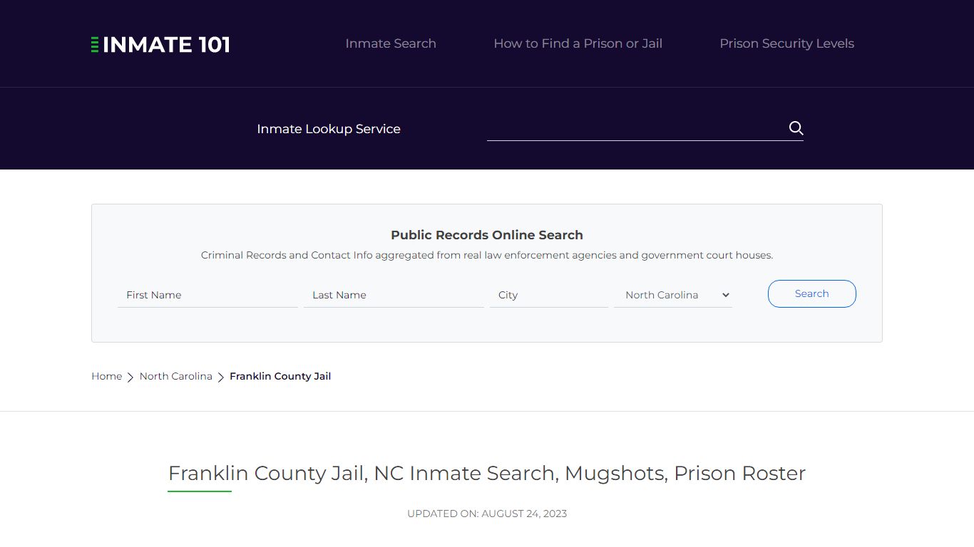 Franklin County Jail, NC Inmate Search, Mugshots, Prison Roster